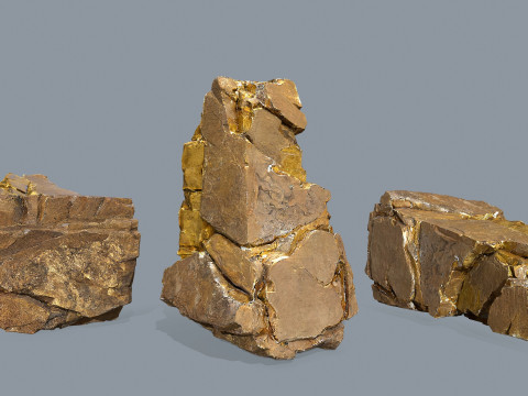 Gold rocks 3D Model