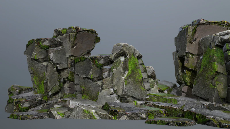 Mossy rocks 3D Model .c4d .max .obj .3ds .fbx .stl .blend 