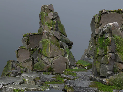 Mossy rocks 3D Model