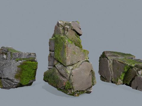Mossy rocks 3Dモデル