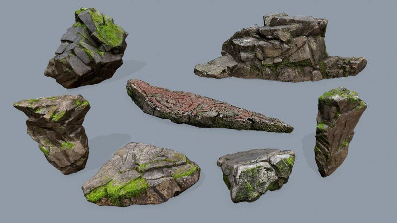 玛雅岩石 3D 模型 .c4d .max .obj .3ds .fbx .stl .blend 