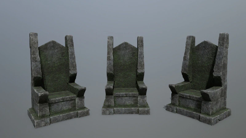 Stone Throne 3D Model .c4d .max .obj .3ds .fbx .stl .blend 