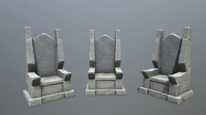 Stone Throne 3D Model .c4d .max .obj .3ds .fbx .stl .blend 