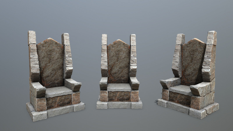 Stone Throne 3D Model .c4d .max .obj .3ds .fbx .stl .blend 