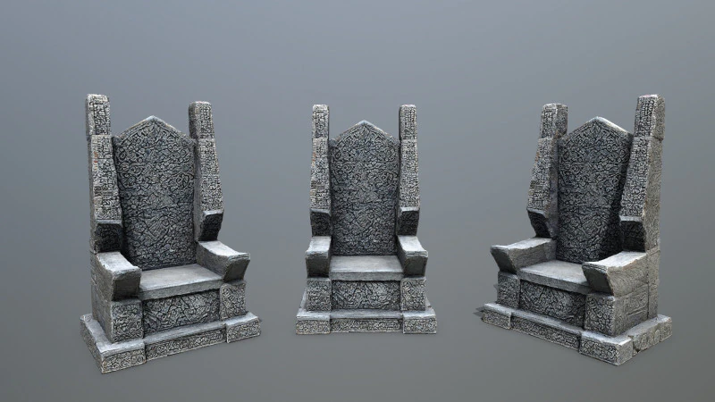 Stone Throne 3D Model .c4d .max .obj .3ds .fbx .stl .blend 