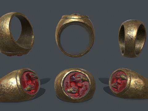 Power gold ring 3D Model