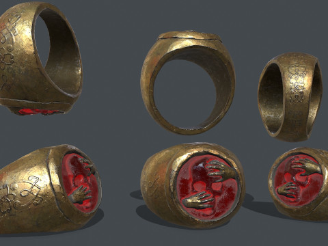 Power gold ring Modelo 3D