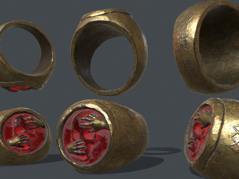 Power gold ring Modelo 3D