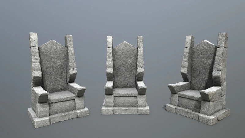 Stone Throne 3D Model .c4d .max .obj .3ds .fbx .stl .blend 