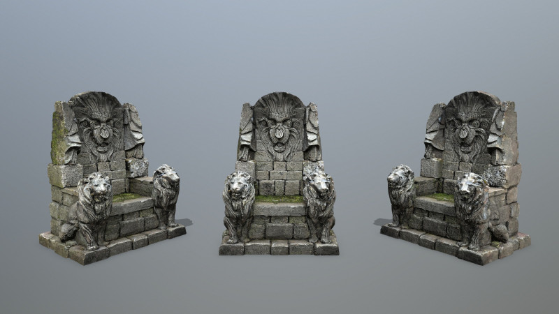 Lion Stone Throne 3D 모델 .c4d .max .obj .3ds .fbx .stl .blend 