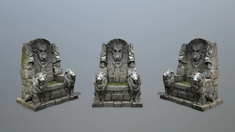 Lion Stone Throne 3D Model .c4d .max .obj .3ds .fbx .stl .blend 