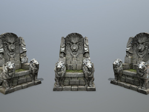 Lion Stone Throne 3D Model