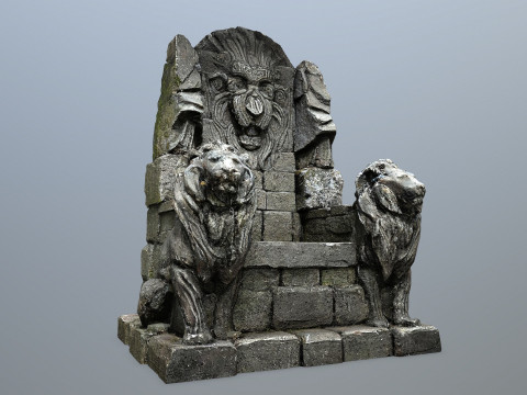 Lion Stone Throne 3D 모델