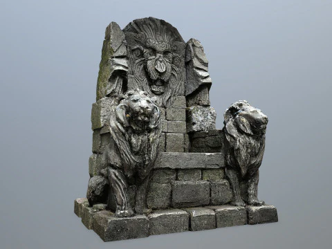 Lion Stone Throne 3D Model