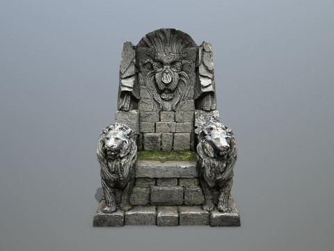 Lion Stone Throne 3D 모델