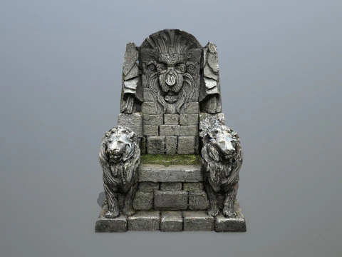 Lion Stone Throne 3D Model