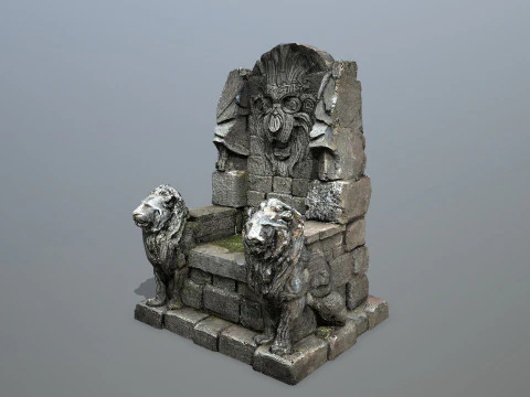 Lion Stone Throne 3D Model