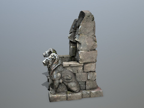Lion Stone Throne 3D 모델
