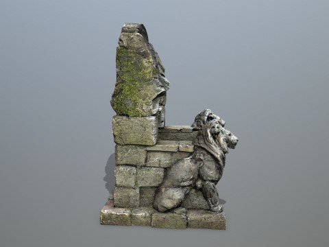 Lion Stone Throne 3D 모델