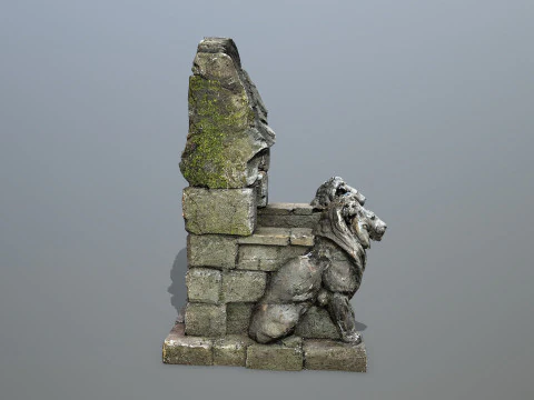 Lion Stone Throne 3D Model