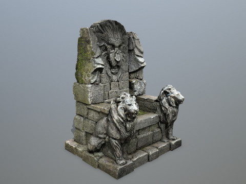 Lion Stone Throne 3D 모델