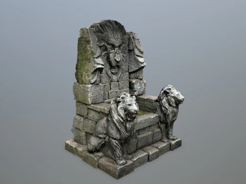 Lion Stone Throne 3D Model