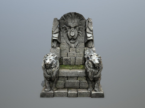 Lion Stone Throne 3D 모델