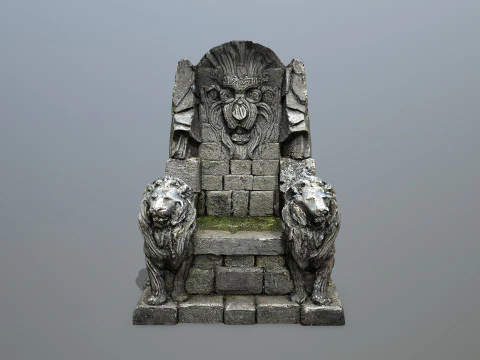 Lion Stone Throne 3D Model