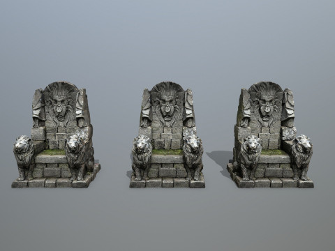 Lion Stone Throne 3D 모델
