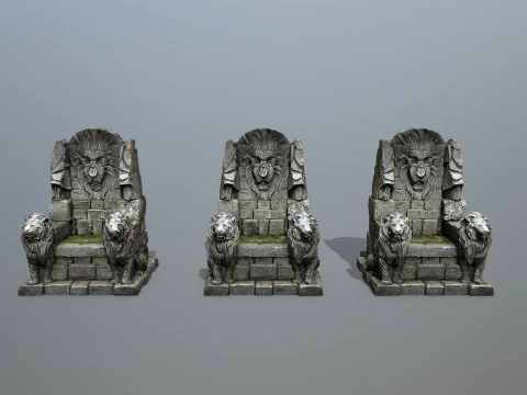 Lion Stone Throne 3D Model