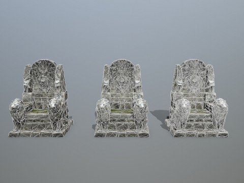 Lion Stone Throne 3D 모델