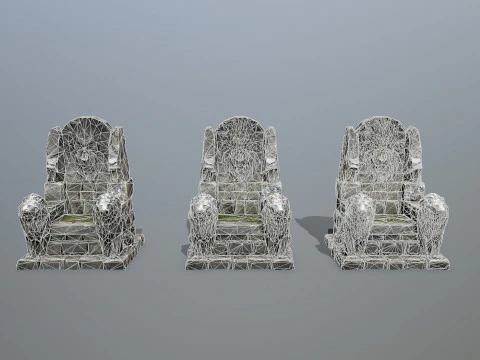 Lion Stone Throne 3D Model