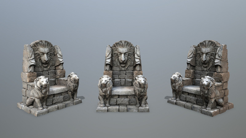Lion Stone Throne 3D 模型 .c4d .max .obj .3ds .fbx .stl .blend 