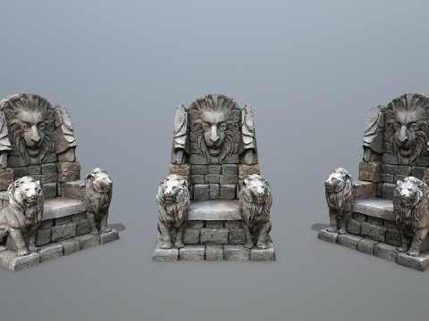 Lion Stone Throne 3D Model