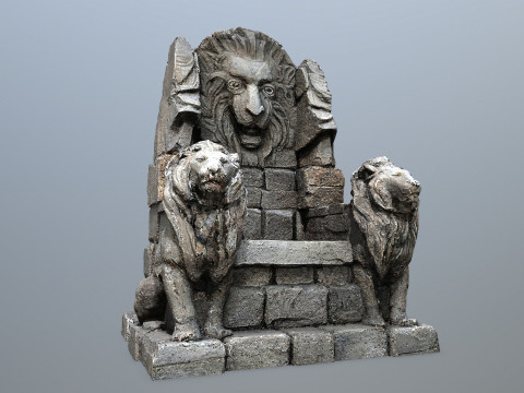 Lion Stone Throne 3D 模型