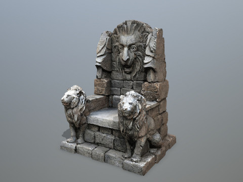 Lion Stone Throne 3D 模型