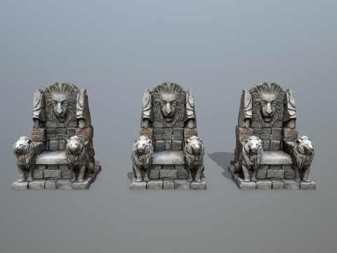 Lion Stone Throne 3D 模型