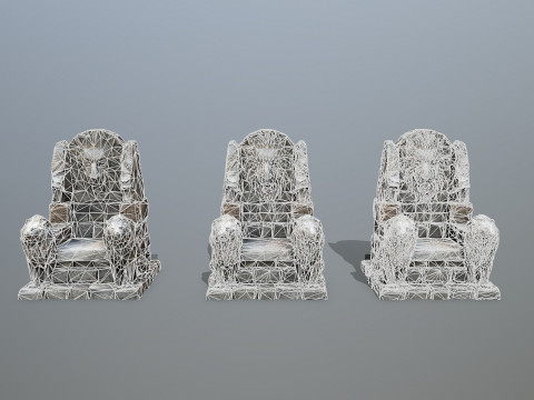 Lion Stone Throne 3D 模型
