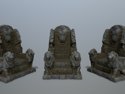 Lion Stone Throne 3D Model