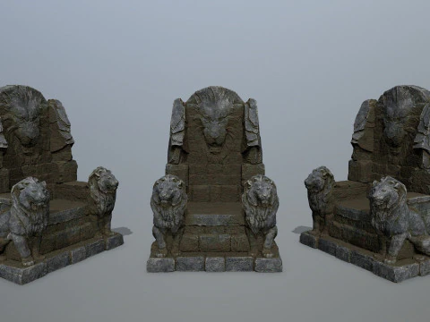 Trono di pietra del leone Modello 3D