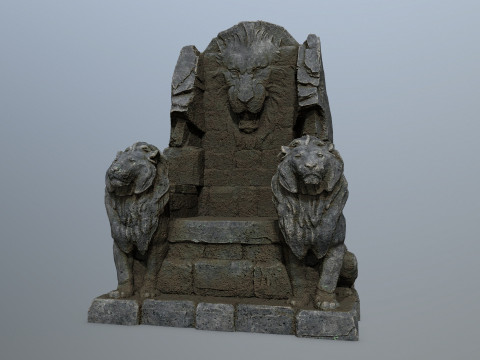 Lion Stone Throne 3Dモデル