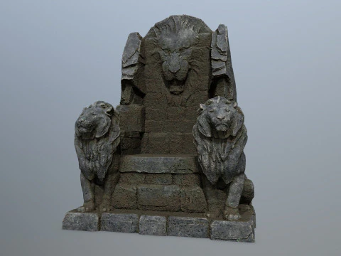 Lion Stone Throne 3D Model