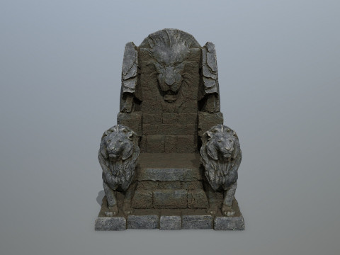 Lion Stone Throne 3Dモデル