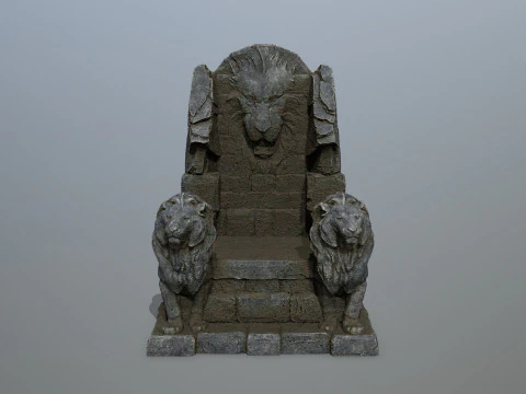 Lion Stone Throne 3D Model