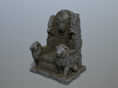 Lion Stone Throne 3Dモデル