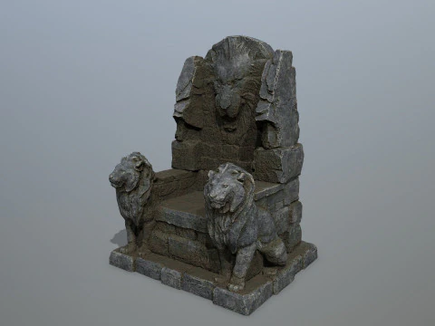 Lion Stone Throne 3D Model