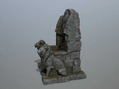 Lion Stone Throne 3D Model