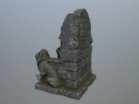 Lion Stone Throne 3D Model