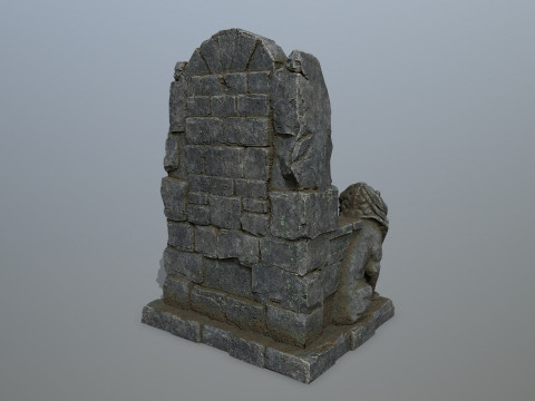 Lion Stone Throne 3Dモデル