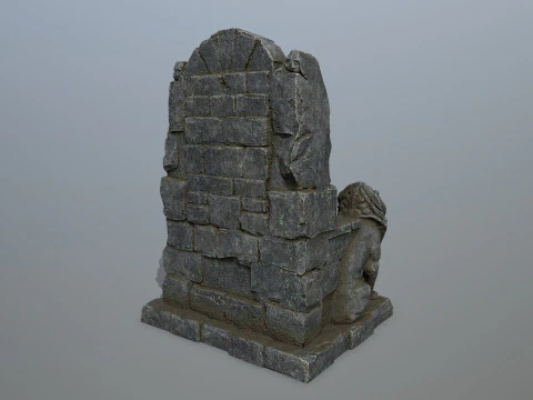 Lion Stone Throne 3D Model